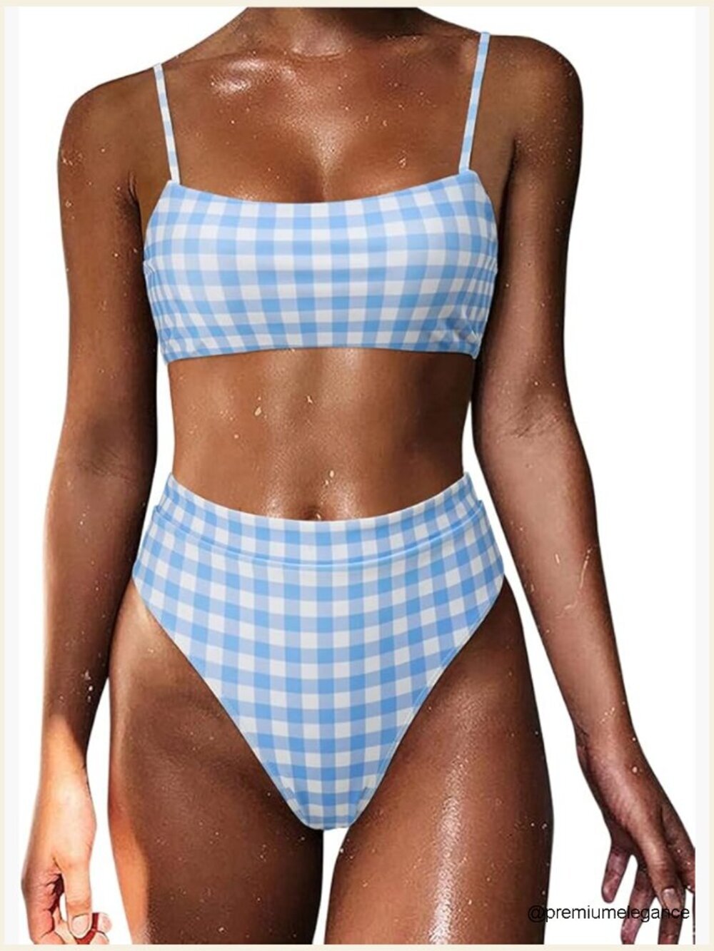High Waist Bikini Set with Bandeau Top and Cheeky Bottoms